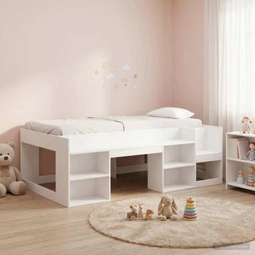vidaXL Jeugd bedframe met opbergruimte Wit 80 x 200 cm, Eenpersoons, Verzenden, Wit, Nieuw