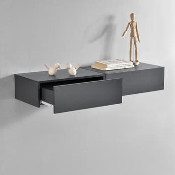 Wandplank met lade set van 2 zwevend 46x30x15 cm donkergrijs, Verzenden, Nieuw