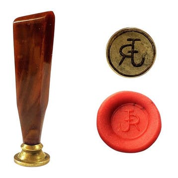 Art Deco Marbled Bakelite / Resin & Brass Desk Wax Seal