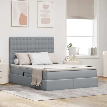 vidaXL Opslag bed met matras met opslag Lichtgrijs 140 x 200, Verzenden, Nieuw, Stof