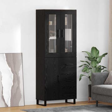 vidaXL buffetkast 2 st Zwart Eiken 69,5 x 34 x 180 cm, Minder dan 50 cm, Verzenden, Nieuw, Minder dan 100 cm