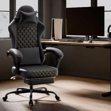 Ergonomische leren gamingstoel met massage en voetsteun 150, Verzenden, Nieuw