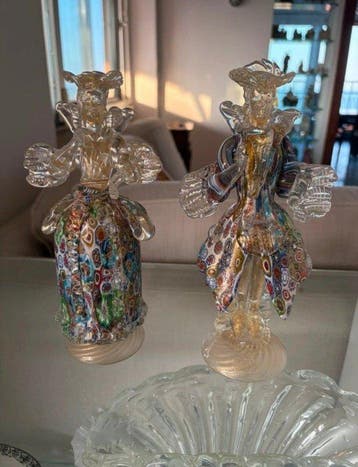 Murano - sculptuur, Coppia di dame veneziane in vetro di