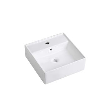 Wastafel Isabella 40x40x15cm glans wit met 1 kraangat en, Verzenden, Nieuw