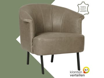 Leren fauteuil Embrace - Vintage Stone (grijs), Huis en Inrichting, Eigentijds, Klassiek, Modern, Romantisch, Nieuw, Ophalen of Verzenden