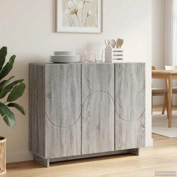 vidaXL Dressoir Grijs Sonoma 85,5 x 31 x 75 cm Bewerkt hout, Huis en Inrichting, Kasten | Dressoirs, Verzenden, Nieuw, 50 tot 100 cm