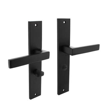 Deurklink Hera op schild WC slot 63mm mat zwart - deurbes..., Ophalen of Verzenden, Nieuw, Overige materialen, Klink of Kruk