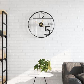 vidaXL Wandklok Ø50 cm ijzer zwart, Verzenden, Nieuw