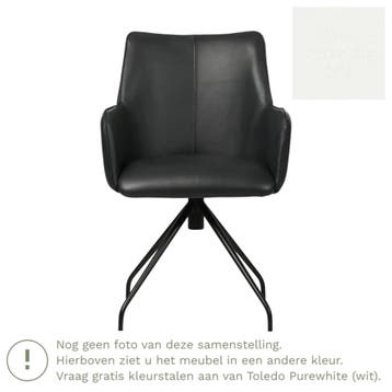 Leren draaibare eetkamerstoel Wave - Toledo Purewhite (wit), Bohemian, Eigentijds, Industrieel, Modern, Scandinavisch, Wit, Nieuw