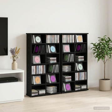 vidaXL CD Kast 2 st Zwart eiken 60 x 17 x 92 cm Bewerkt hout, Huis en Inrichting, Woonaccessoires | Cd- en Dvd-rekken, Verzenden