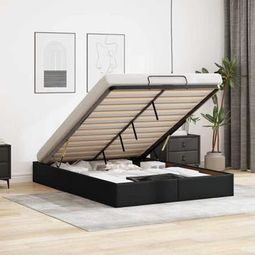 vidaXL Bedframe zonder matras 140x200 cm kunstleer zwart, Overige materialen, Verzenden, Zwart, 140 cm