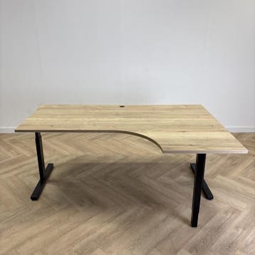hoekbureau (rechts) 180x120 cm + kabeldoorvoer,  natuur, Ophalen of Verzenden, Gebruikt