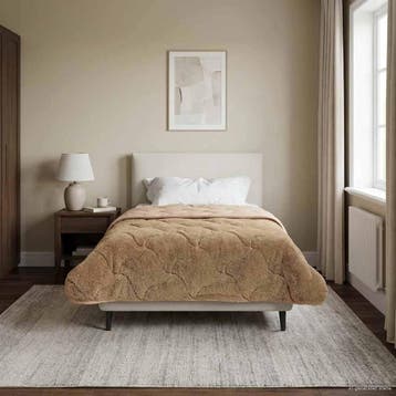 vidaXL Winter Dekbed Taupe 135 x 220 cm Microfiber en Teddy, Verzenden, Nieuw