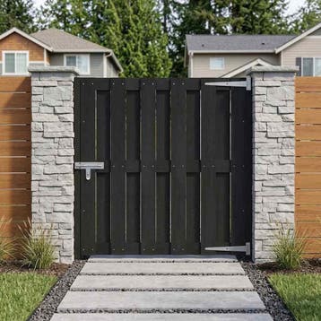 vidaXL Tuinpoort 100 x 100 cm WPC en Aluminium Zwart, Tuin en Terras, Verzenden, Nieuw