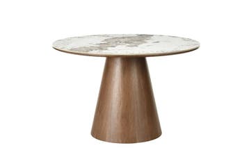 Eettafel UNIQUE 120cm rond eikenhout furneer met Pandora, Huis en Inrichting, Ophalen of Verzenden, Nieuw