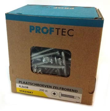 Proftec plaatschroef zelfborend 4.2x38 (200 stuks), Verzenden, Nieuw