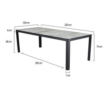 New Delhi dining tuintafel 220x100xH74 cm antraciet, Ophalen of Verzenden, Nieuw