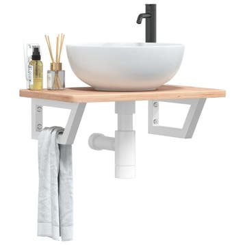 vidaXL Badkamer wandschap staal en massief eikenhout, Verzenden, Nieuw