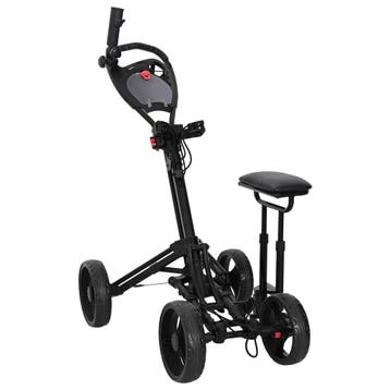 vidaXL Golf trolley met zitplaats Zwart Aluminium Opvouwbaar, Verzenden, Nieuw