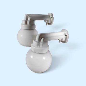 Wandlamp (2) - geëmailleerd, Opaline glas - Art Deco -