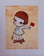 Yoshitomo Nara - “Girl with the waving flags”. Gesigneerd in