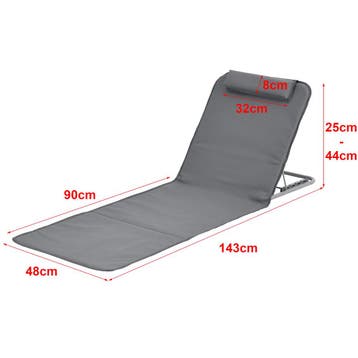 Strandmat Donostia met rugleuning set van 2 donkergrijs [en., Verzenden, Nieuw