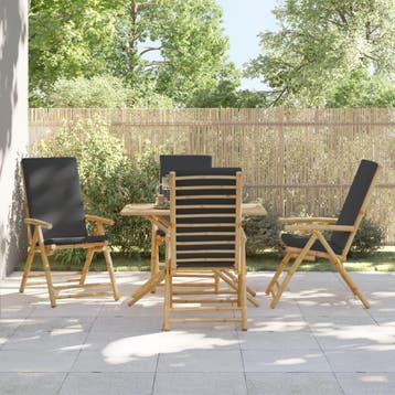 vidaXL Tuinstoelen 4 st inklapbaar met kussens bamboe, Tuin en Terras, Verzenden, Nieuw, Hout