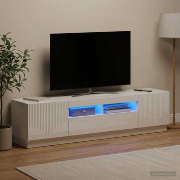 vidaXL LED tv-meubel HOORN 3 st Hoogglans Wit Bewerkt hout, Minder dan 50 cm, Verzenden, Nieuw, Minder dan 100 cm