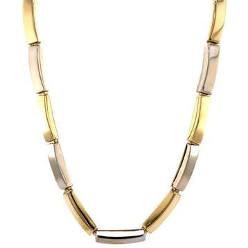 Gouden choker bicolour 45 cm 14 karaat, Verzenden, Zo goed als nieuw, Goud