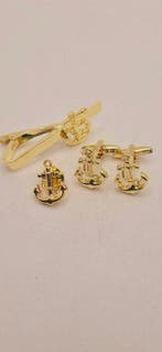 Maritiem lot met manchetknopen, stropdasspeld en speld,