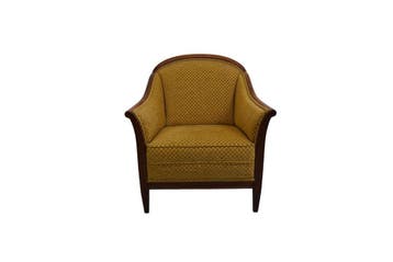 Klassieke fauteuil met houten frame – armstoel met okergele, Ophalen of Verzenden, Nieuw