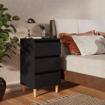 vidaXL Nachtkastje met massief houten poten 40x35x69 cm, Minder dan 45 cm, Verzenden, Nieuw, 55 tot 70 cm