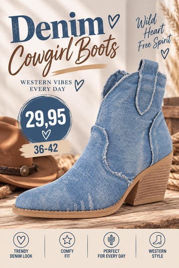Denim Cowgirl Boots, Ophalen of Verzenden, Nieuw