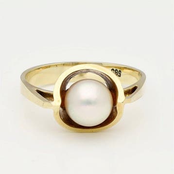 Ring - 14 karaat Geel goud Parel, Nieuw