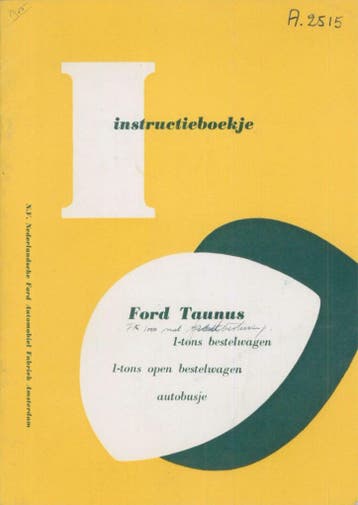 1955 Ford Taunus 1-tons Bestelwagen Instructieboekje, Auto diversen, Handleidingen en Instructieboekjes, Verzenden
