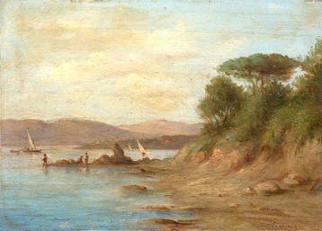 Francesco Lojacono (1838-1915) - Marina con pescatori e