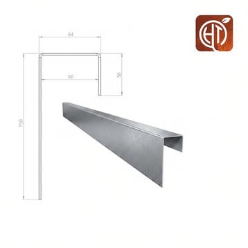 Verzinkt staal u-profiel 100x6,4x15cm, Overige materialen, 100 tot 200 cm, Nieuw, Minder dan 25 cm