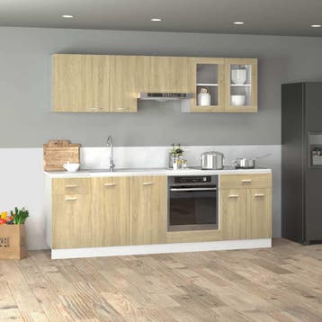 vidaXL 8-delige Keukenkastenset Lyon bewerkt hout sonoma, Verzenden, Nieuw, Bruin