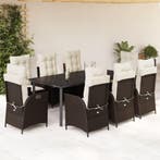 vidaXL 9-delige Tuinset met kussens poly rattan bruin, Tuin en Terras, Verzenden, Nieuw, 8 zitplaatsen, Tuinset