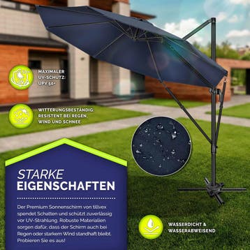 Zweefparasol - Tuinparasol - Parasol 300 cm - Met voet - Met, Verzenden, Zo goed als nieuw