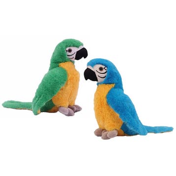 Papegaai knuffels set 2 - pluche - groen/blauw - 24 cm, Verzenden, Nieuw
