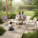 Tuinset / Tuinmeubelset / Loungeset Genua - 4-delig - Zand, Tuin en Terras, Tuinsets en Loungesets, Verzenden, Nieuw