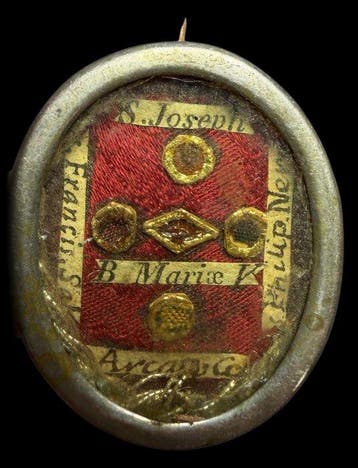 Reliekhouder - verzilverd metaal, Glas, Textiel - 1800-1850