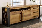 Massief houten dressoir THOR 195cm vintage bruin grenen, Huis en Inrichting, Kasten | Dressoirs, Ophalen of Verzenden, Nieuw