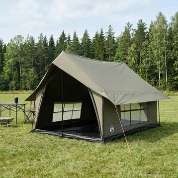 vidaXL Huisje Tent Legergroen 340 x 246 x 210 cm Polykatoen, Verzenden, Nieuw, Tot en met 2