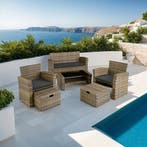 Wicker zitgroep Modena 3+2+1 met beschermhoes - natuur, Verzenden, Nieuw