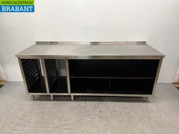 RVS Werktafel met regaal voor 1/1 GN 230 x 80 x 95,5 cm, Ophalen of Verzenden, Gebruikt