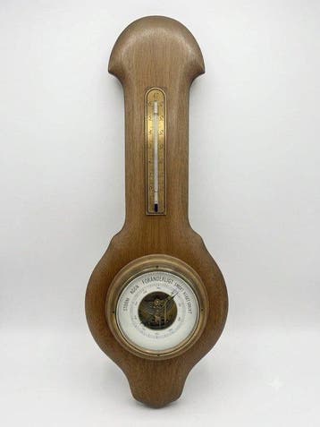 Genia Aneroid barometer - Messing, Hout, Glas - Vintage