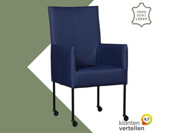 Leren eetkamerstoel Spark - Toledo Kobalt (blauw) - Poten, Huis en Inrichting, Stoelen, Blauw, Nieuw, Ophalen of Verzenden, Eén