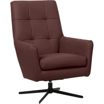 Leren draaifauteuil Central - Toledo Bordeaux (donkerrood), Huis en Inrichting, Nieuw, Ophalen of Verzenden, 75 tot 100 cm, Industrieel, Modern